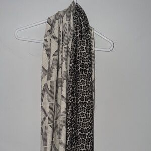 Michael Kors Cream and Black Leopard & Geo Print Scarf
